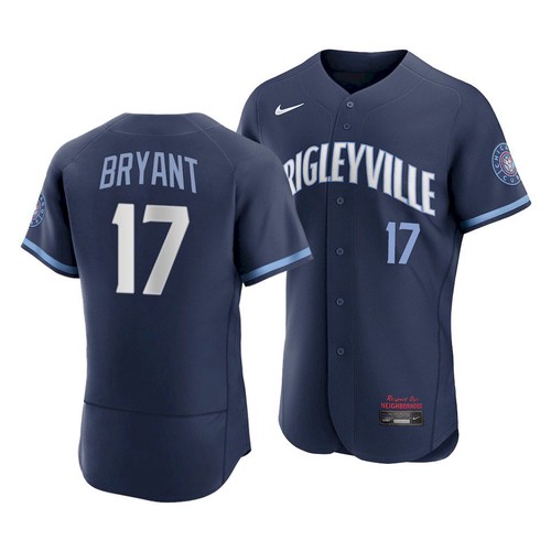 Men's Chicago Cubs #17 Kris Bryant 2021 Navy City Connect Stitched MLB Jersey